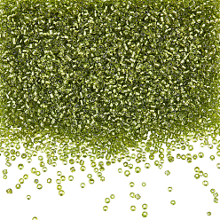 Vert Jaune 100g de perles de rocaille en verre, trou rond argenté, rond petites perles, vert jaune, 2mm, Trou: 1mm