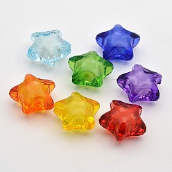 Mixed Color Transparent Acrylic Beads, Bead in Bead, Star, Mixed Color, 20x18x12mm, Hole: 3mm, about 270pcs/500g