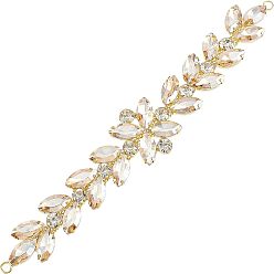 Золотистый 1 блестящая цветочная отделка стразами из поликарбоната, гибкие швейные ремесла украшение свадебного костюма, для обуви своими руками, ремень, пакет, шляпа, повязка на голову, золотые, 212x23~34x7 мм