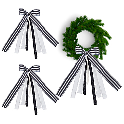 Черный 2шт полиэстер украшения аксессуары, бант с полосками, чёрные, 450x240 мм