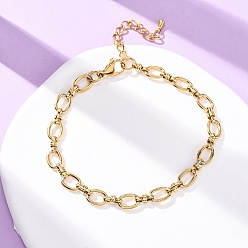 Настоящее золото 14K 304 браслеты на ногу из нержавеющей стали с овальными звеньями, реальный 14 k позолоченный, 8-1/8 дюйм (207 мм)