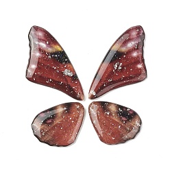 Dark Red Translucent Resin Pendants Set, with Silver Foil, Butterfly Wing Charm, Dark Red, 23~39x19.5~24x2.5mm, Hole: 1mm, 4pcs/set