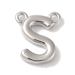 Letter S Стойки обшивки латунные подвески, долговечный, без свинца и без кадмия, письмо амулеты, платина, Письмо с, 11x9x2 мм, отверстие : 1 мм