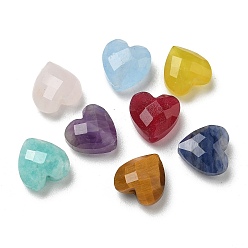 Смешанные камни Бусины из натурального смешанного камня, граненые, смешанные окрашенные и неокрашенные, сердце, 8x8x4.5 мм, отверстие : 1 мм