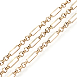 Real 18K Gold Plated 304 Stainless Steel Rectangle Link Chains, Soldered, with Spool, Ion Plating(IP), Long-Lasting Plated, Real 18K Gold Plated, 8.5x2.5x1mm, about 65.62 Feet(20m)/Roll, Link: 3x1mm