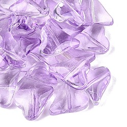 Plum Transparent Glass Beads, Heart, Dyed & Hearted, Plum, 12x10x5~5.5mm, Hole: 1~1.2mm, about 1587pcs/1000g
