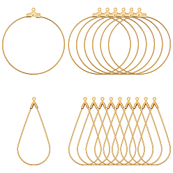 Золотой 90 шт 2 стили латунные подвески, золотые, 40~45x22~40 мм, отверстие : 1 мм, 45 шт / стиль