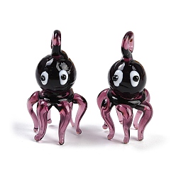 Фиолетовый Подвески лэмпворк ручной работы, прелести осьминога, фиолетовые, 31~35x17~20.5x15~20 мм, отверстие : 3~4.5 мм