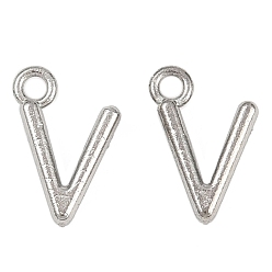 Letter V 304 прелести нержавеющей стали, полированный, цвет нержавеющей стали, Буква V, 9.5x6x2 мм, отверстие : 1.2 мм