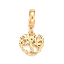 Золотой Ионное покрытие (ip) 304 подвески из нержавеющей стали в европейском стиле, Подвески с большими отверстиями, сердце, золотые, 22.5 мм, отверстие : 4 мм