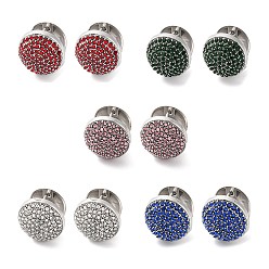 (52) Непрозрачная лаванда Вакуумное покрытие pvd 304 серьги-кольца из нержавеющей стали со стразами для женщин, круглые, цвет нержавеющей стали, разноцветные, 16x15x16 мм