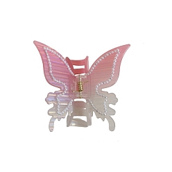 Ярко-Розовый Заколки для волос с когтями из ацетата целлюлозы (смола), бабочка, аксессуары для волос для девочек или женщин, ярко-розовый, 75x70 мм