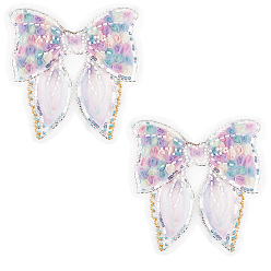 Plum Polyester & Resin Thread Sew On Patches, Hot Melt Adhesive, Cloth Appliques, Bowknot, Plum, 200x200x4mm