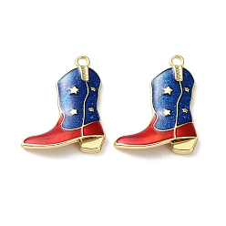 Shoes Подвески из сплава с эмалью ко дню независимости, золотые, ковбойские сапоги, 30x24x4 мм, отверстие : 2 мм