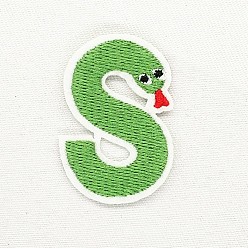 Letter S Computerized Embroidery Cloth Iron on/Sew on Patches, Costume Accessories, Appliques, Letter, Light Green, Letter.S, 49x32mm