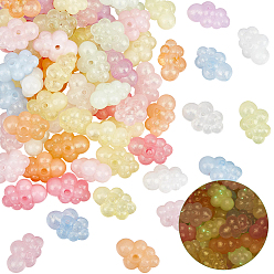 Couleur Mélangete 80pcs perles acryliques lumineuses, brillent dans les perles sombres, nuage, avec de la poudre de paillettes, couleur mixte, 17x24x12.5mm, Trou: 2mm