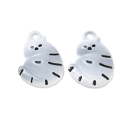 Гейнсборо Подвески из сплава аэрозольной краски, подвески в форме кошки, стойки покрытие, светло-серые, 18x13.5x3.5 мм, отверстие : 1.6 мм