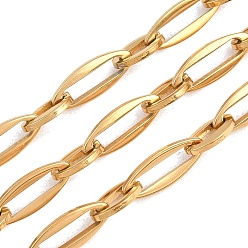 Настоящее золото 18K 201 цепи овальные из нержавеющей стали, с катушкой, ионное покрытие (ip), несварные, реальный 18 k позолоченный, 17x7x1.5 mm и 11x7x1.5 mm