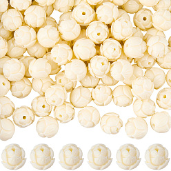 Beige 100Pcs Synthetic Coral Beads, Lotus, Dyed, Beige, 10x9.5x9.5mm, Hole: 1.5mm