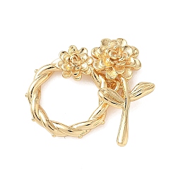 Ring Латуни Переключить застежками, золотые, кольцо, Кольцо: 17x17x3.5 mm, отверстие : 1.2 мм, бар: 22x11x2.5 mm, отверстие : 1.2 мм