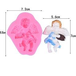 Angel & Fairy DIY Silicone Molds, Fondant Molds, Resin Casting Molds, for Chocolate, Candy, UV Resin & Epoxy Resin Craft Making, Hot Pink, Angel & Fairy, 88x72x19mm