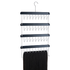 Black 4Pcs Wooden Wig Storage Hook Hangers, with Iron Hook, Rectangle, Black, 135x330x12.5mm