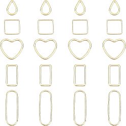 Real 18K Gold Plated 20Pcs 4 Style Brass Linking Rings, Long-Lasting Plated, Mix-shaped, Real 18K Gold Plated, 4pcs/style