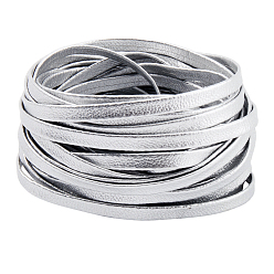 Серебро Ленты из искусственной кожи, для сумок, изготовление ювелирных изделий, сделай сам крафт, серебряные, 1/4 дюйм (5 мм), около 5.47 ярдов (5 м) / пачка