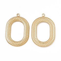 Настоящее золото 18K Ионное покрытие (ip) 304 подвески из нержавеющей стали, овальный шарм, реальный 18 k позолоченный, 41.5x27.5x2 мм, отверстие : 2 мм