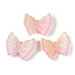 Pink Окрашенные бусины из стекла, бабочка, розовые, 20x24.5x6 мм, отверстие : 1.2 мм