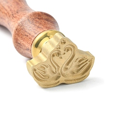 Лебедь Набор сургучной печати, печать сургучом твердой латунной головки, деревянная ручка ретро латунный штамп комплект съемный, для конвертов приглашений, подарочная карта, лебедь, 83x22 мм