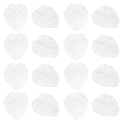 Нержавеющая Сталь Цвет 201 подвески из нержавеющей стали, гравированные металлические украшения, лист монстры, цвет нержавеющей стали, 34x30x0.3 мм, отверстие : 1.6 мм, 40 шт / коробка