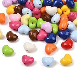 Mixed Color Baking Paint Opaque Acrylic Beads, Heart, Mixed Color, 10x12.5x8.5mm, Hole: 1.8mm
