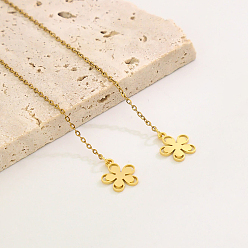 Настоящее золото 18K Нить для ушей из нержавеющей стали с цветочным узором, реальный 18 k позолоченный, 115 мм