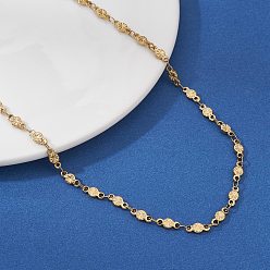 Золотой 3.5мм 304 Женские ожерелья-цепочки с цветочным узором из нержавеющей стали, золотые, 17.60 дюйм (44.7 см)