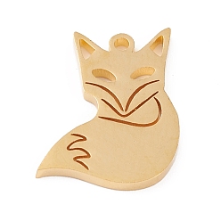 Настоящее золото 18K 201 подвески из нержавеющей стали, ручная полировка, лиса pvd вакуумное покрытие, реальный 18 k позолоченный, 16x12x1.5 мм, отверстие : 1.2 мм