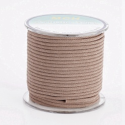 Розово-Коричневый Круглые полиэфирные шнуры, Миланские шнуры / витые шнуры, со случайными катушками, розово-коричневый, 2.5 мм, около 10.93 ярдов (10 м) / рулон