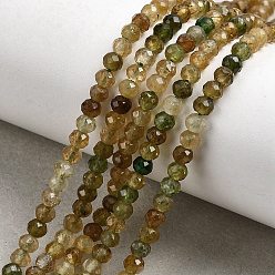 Турмалин Бусы из натурального зеленого турмалина, граненые, рондель, 4x3 мм, отверстие : 0.7 мм, около 124 шт / нитка, 15.35'' (39 см)