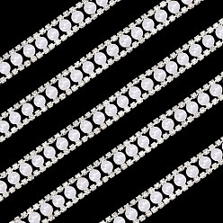 Платина Железо горный хрусталь чашка цепи, с имитацией жемчуга, с карточной бумагой, круглые, платина, 11.5x6 мм