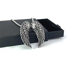 Нержавеющая Сталь Цвет Ожерелье из титановой стали для мужчин, кулон в виде пера ангельского крыла, панк-модные украшения.
