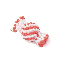 Красный Подвески-конфеты из стеклянных бусин, с 304 кольцами из нержавеющей стали, реальный 18 k позолоченный, красные, 14x25x13.5 мм, отверстие : 2.5 мм