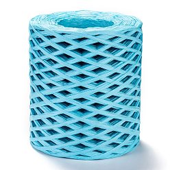 Голубой Лента из рафии, упаковочная бумажная нить, для упаковки подарков, декорации для вечеринок, ремесло ткачество, голубой, 3~4 мм, около 200 м / рулон