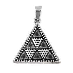 Античное Серебро 304 подвески из нержавеющей стали, треугольный шарм, античное серебро, 26.5x26x2 мм, отверстие : 4.5x9.5 мм