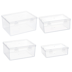 Прозрачный 4 шт 4 стили полипропиленовые пластиковые контейнеры для хранения бусин с двойными узлами, с откидной крышкой, прямоугольные, прозрачные, 12.8~18x9~13.2x4.3~8.5 см, 1 шт / стиль