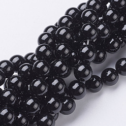 Black Onyx Natural Black Onyx Round Beads Strands, Grade A, Dyed, about 10mm, Hole: 1mm, about 37~39pcs/strand, 15 inch