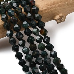 Гелиотроп Нити бусин из натурального кровавика/гелиотропа, звезды вырезать круглые бусы, граненые, 5~6x5~6x5~6 мм, отверстие : 1~1.2 мм, около 64~68 шт / нитка, 14.80''~15.04'' (37.6~38.2 см)