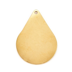 Golden 304 Stainless Steel Pendants, Mirror Polished Finish, Stamping Blank Tag, Laser Cut, Teardrop, Golden, 35x25x0.8mm, Hole: 1.2mm