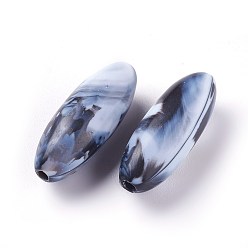 Marine Blue Acrylic Imitation Gemstone Beads, Oval, Marine Blue, 29~29.5x11mm, Hole: 2.5mm, about 220pcs/500g