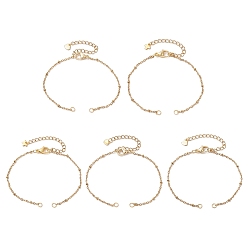 Золотой 304 изготовление браслета-спутника из нержавеющей стали, с конечными чарами, золотые, 6-3/4 дюйм (17 см), отверстие : 2.5 мм