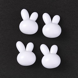 White Opaque Acrylic Beads, Rabbit, White, 24x16.5x13.5mm, Hole: 4mm, about 215pcs/500g